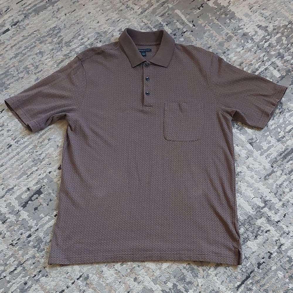 Van Heusen Brown Polo Shirt Classic Knit Design